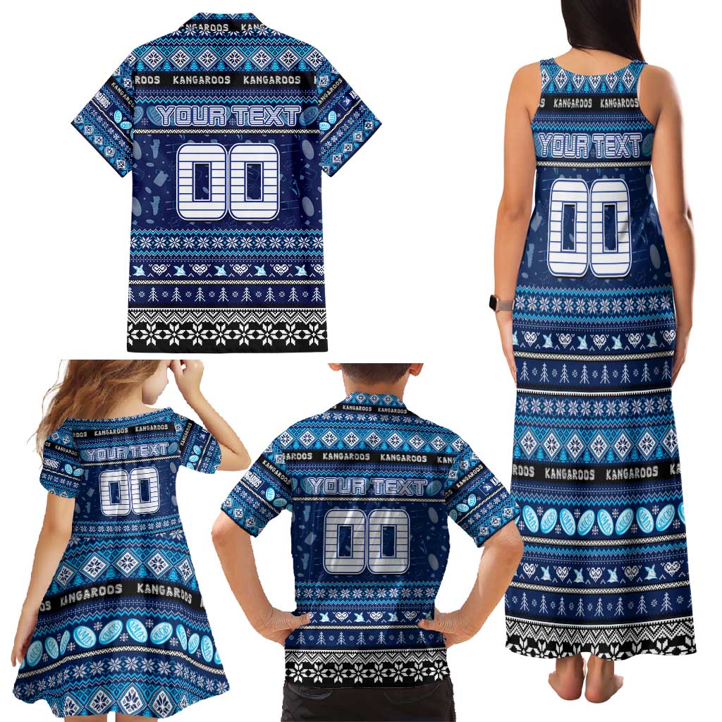 Personalized Kangaroos Rugby Xmas Family Matching Tank Maxi Dress and Hawaiian Shirt Australia AFL Mascot