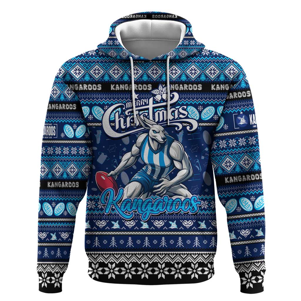 Personalized Kangaroos Football Xmas Hoodie Australia AFL Mascot - Vibe Hoodie Shop