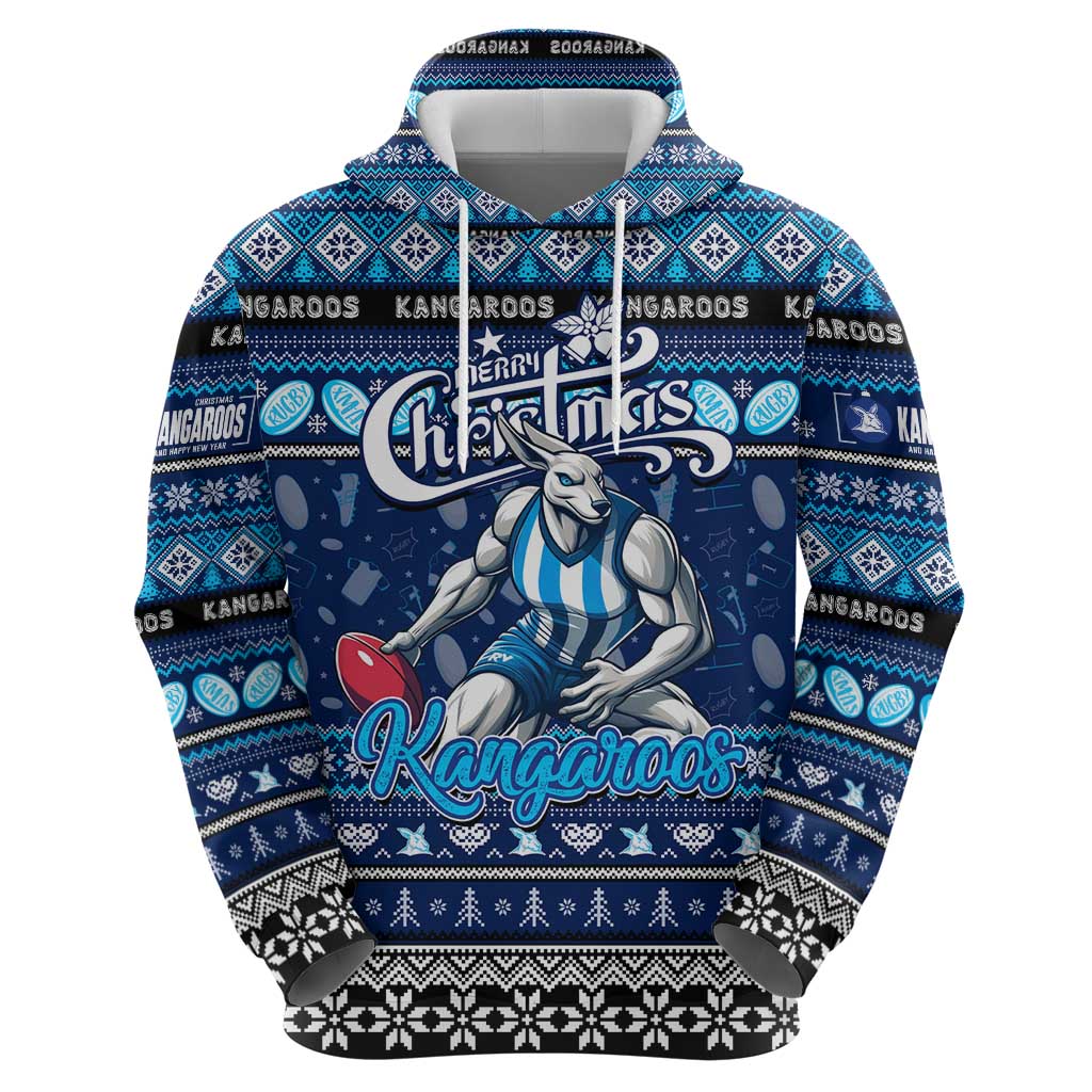 Personalized Kangaroos Football Xmas Hoodie Australia AFL Mascot - Vibe Hoodie Shop