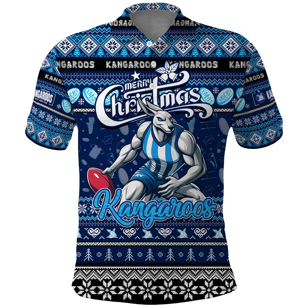Personalized Kangaroos Football Xmas Polo Shirt Australia AFL Mascot - Vibe Hoodie Shop