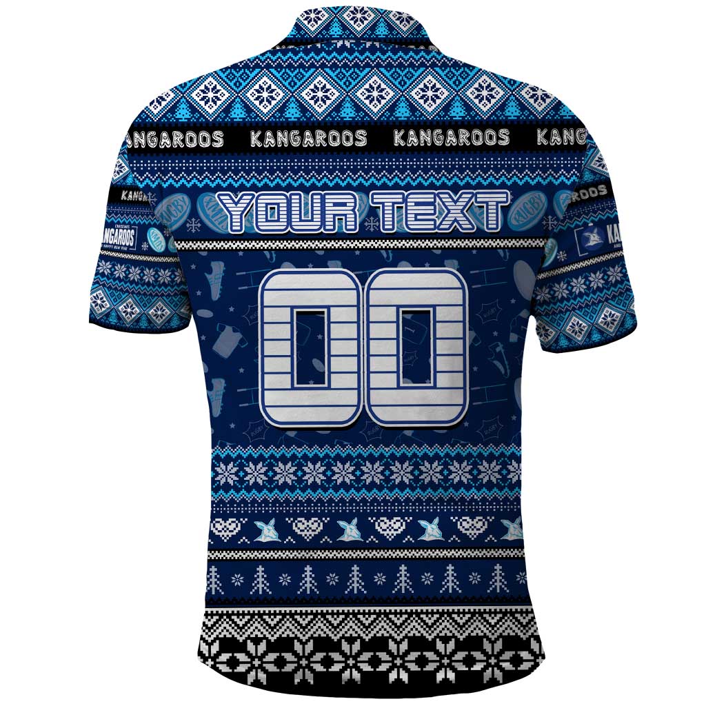 Personalized Kangaroos Football Xmas Polo Shirt Australia AFL Mascot - Vibe Hoodie Shop