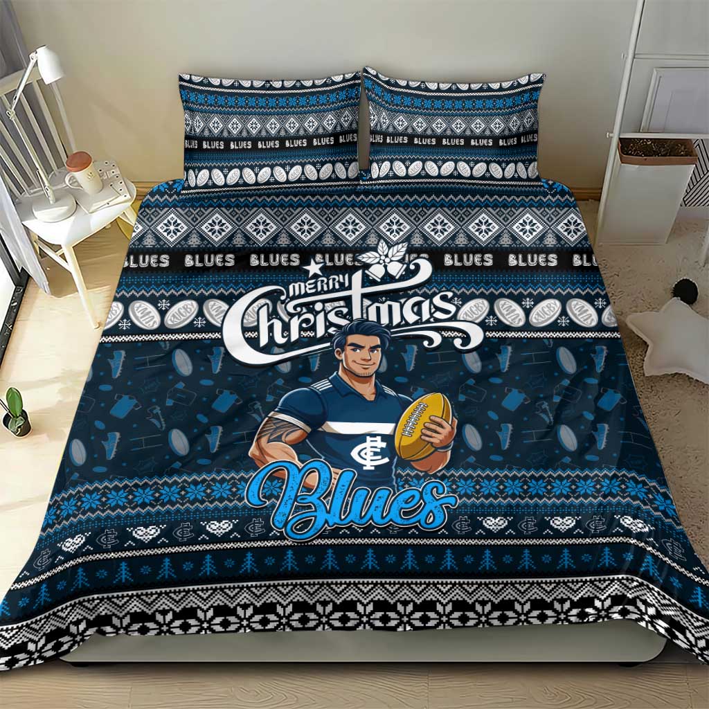 Blues Football Xmas Bedding Set Australia AFL Mascot - Vibe Hoodie Shop