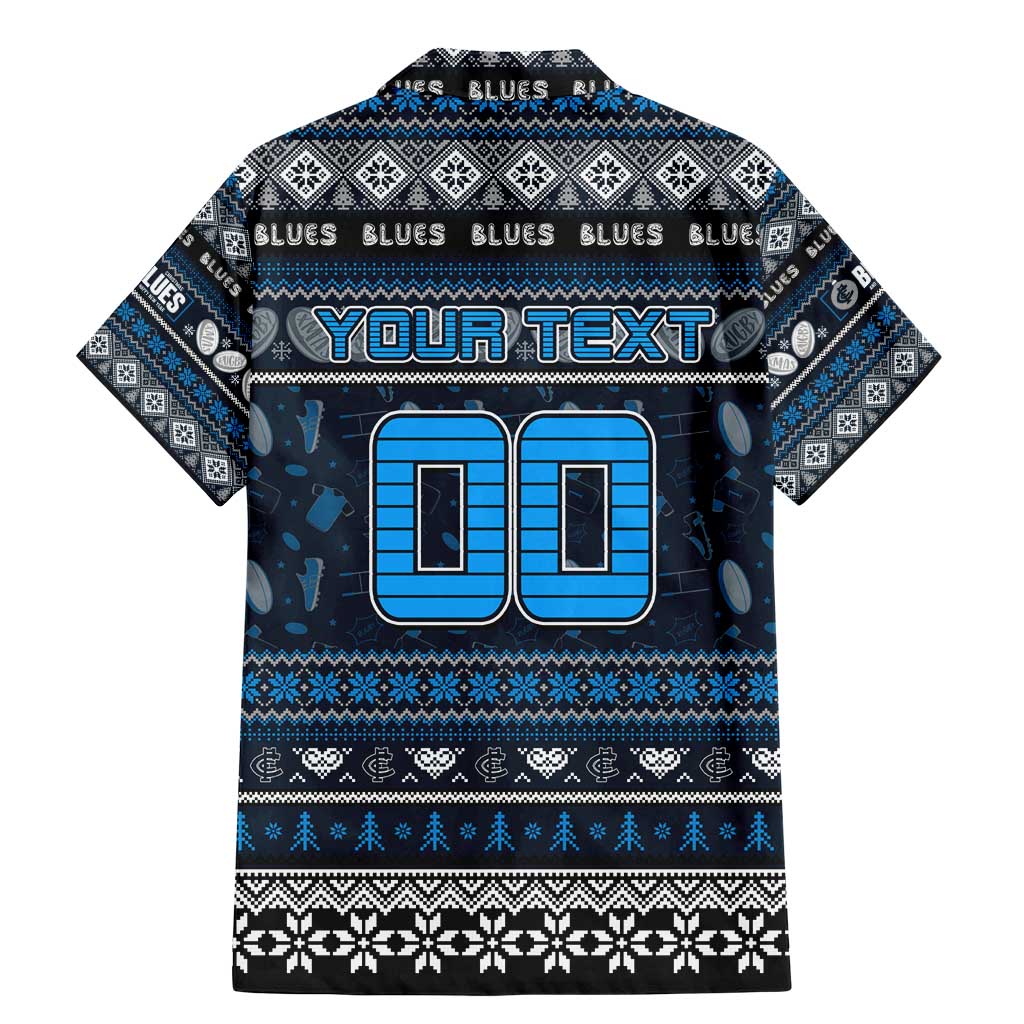 Personalized Blues Rugby Xmas Family Matching Mermaid Dress and Hawaiian Shirt Australia AFL Mascot