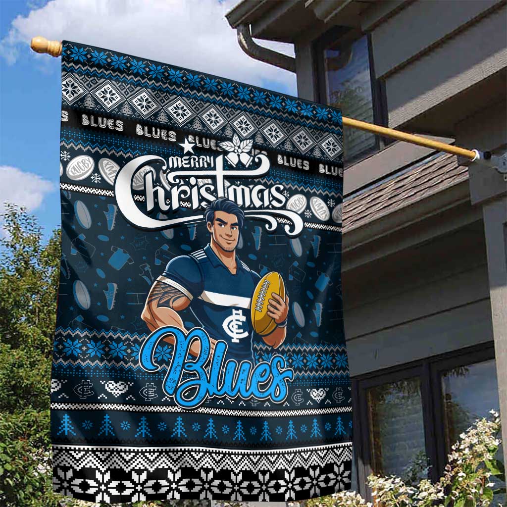 Blues Football Xmas Garden Flag Australia AFL Mascot - Vibe Hoodie Shop