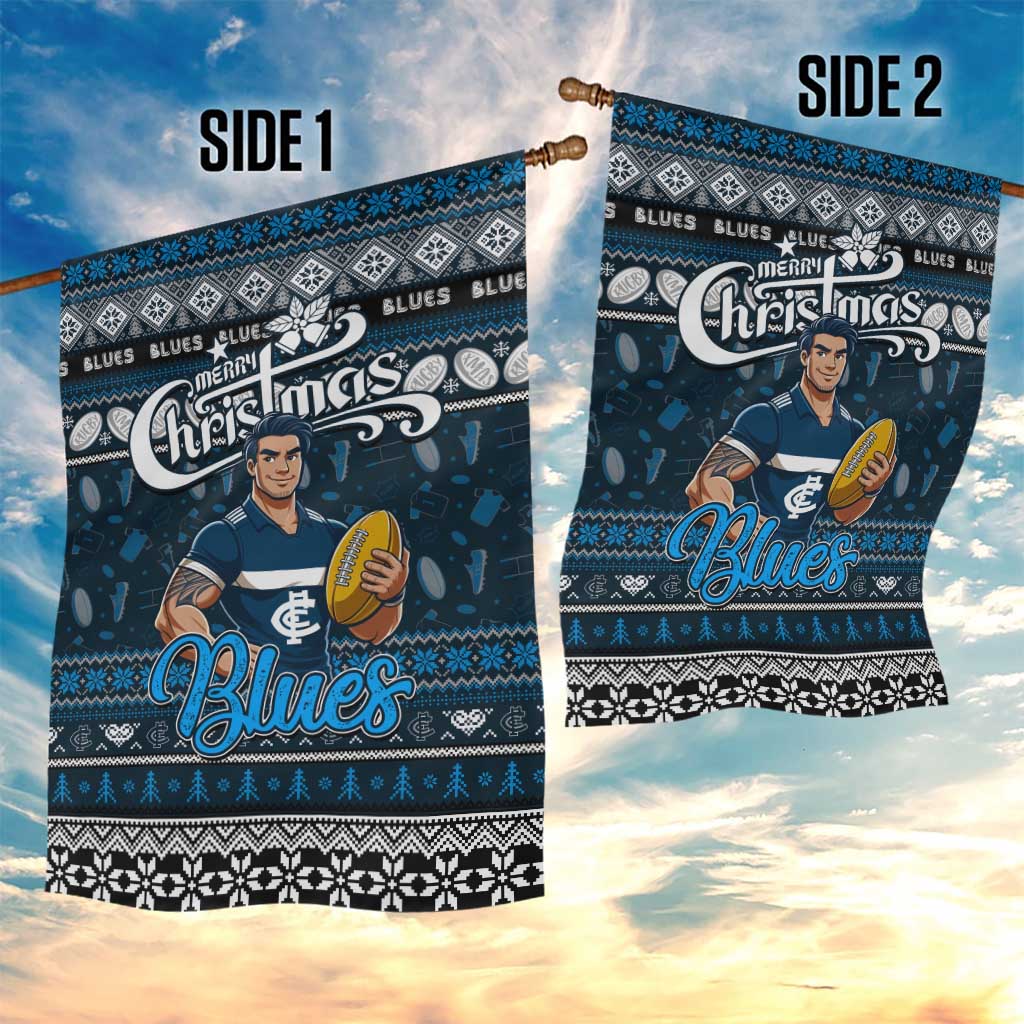 Blues Football Xmas Garden Flag Australia AFL Mascot - Vibe Hoodie Shop