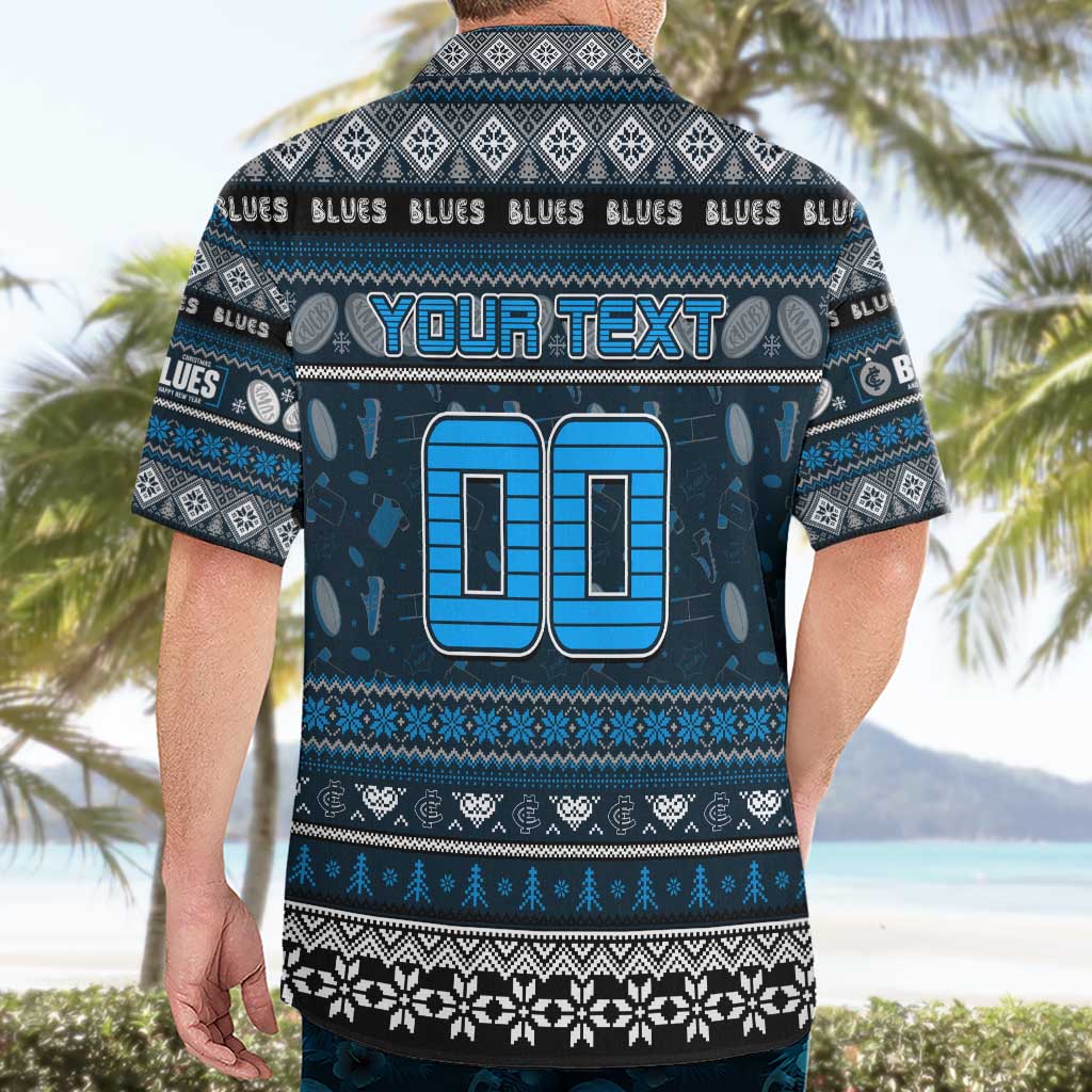 Personalized Blues Football Xmas Hawaiian Shirt Australia AFL Mascot - Vibe Hoodie Shop