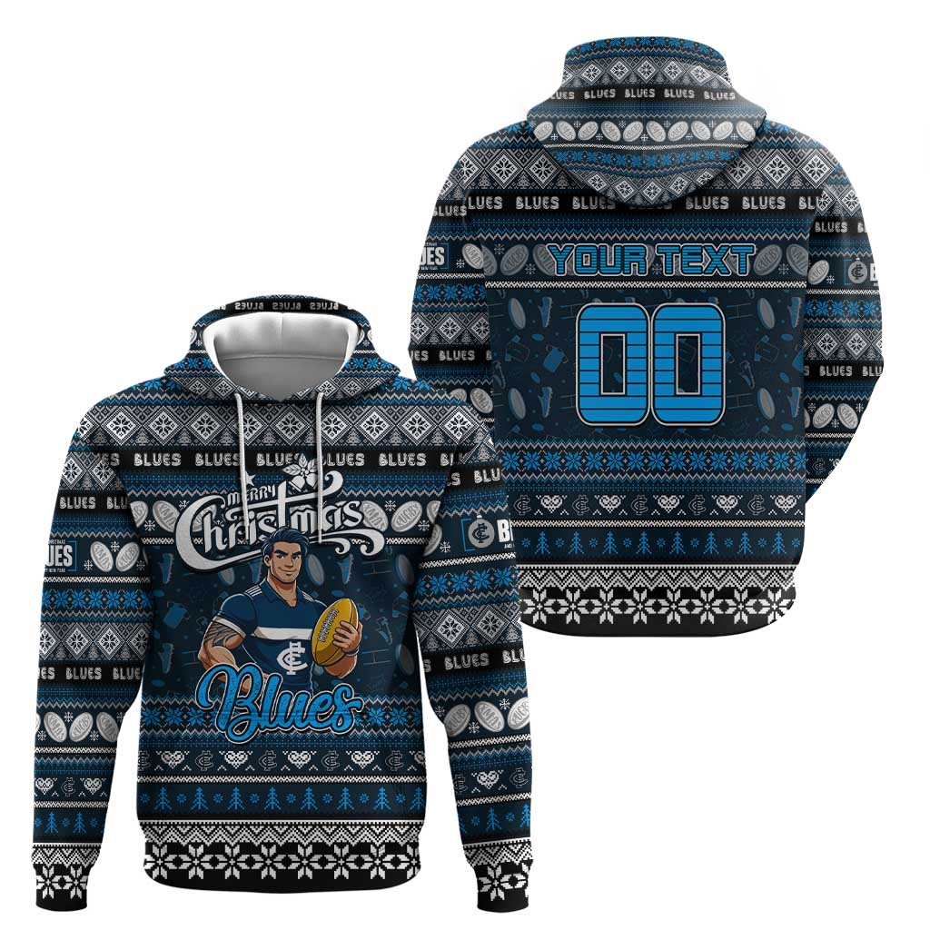 Personalized Blues Football Xmas Hoodie Australia AFL Mascot - Vibe Hoodie Shop