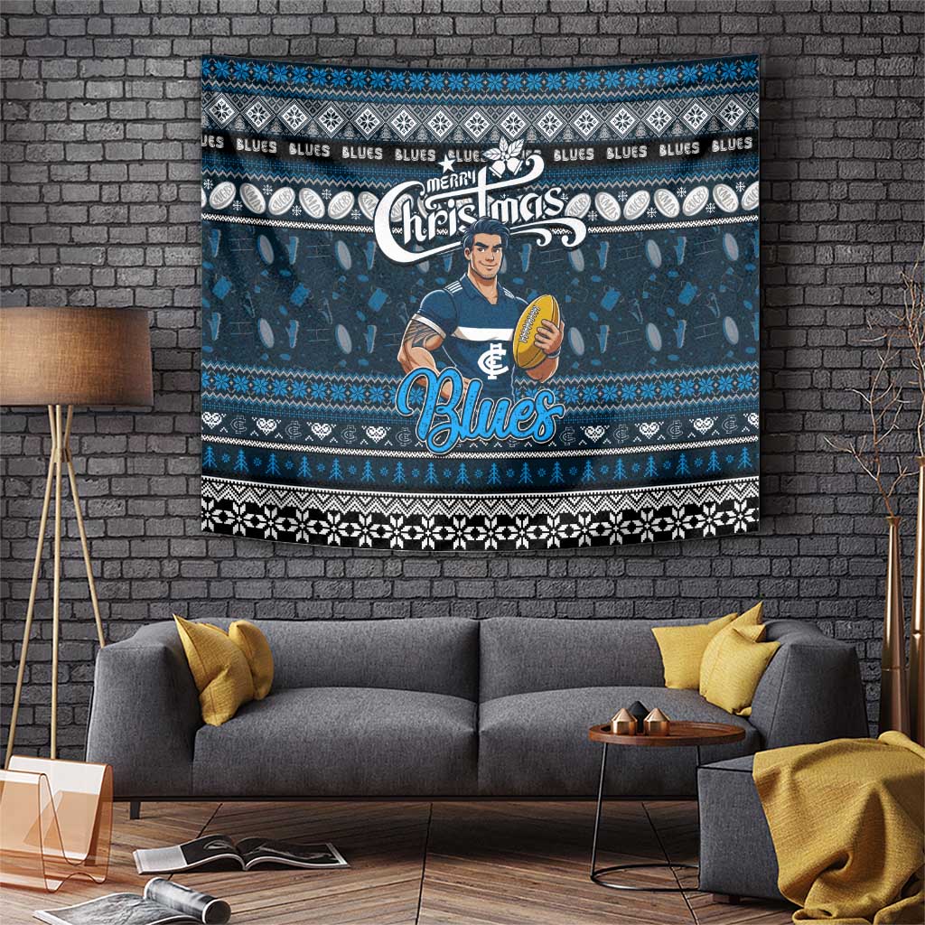 Blues Football Xmas Tapestry Australia AFL Mascot - Vibe Hoodie Shop