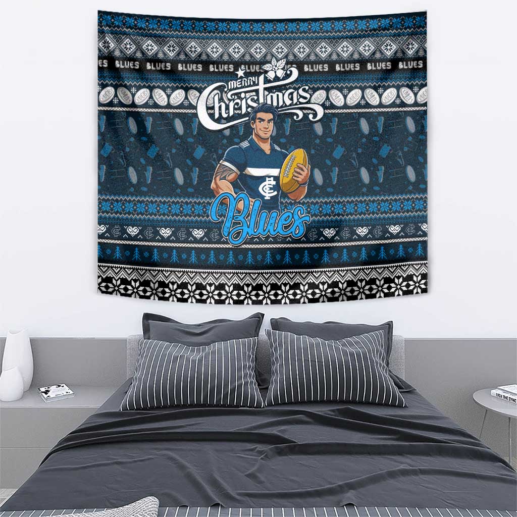 Blues Football Xmas Tapestry Australia AFL Mascot - Vibe Hoodie Shop