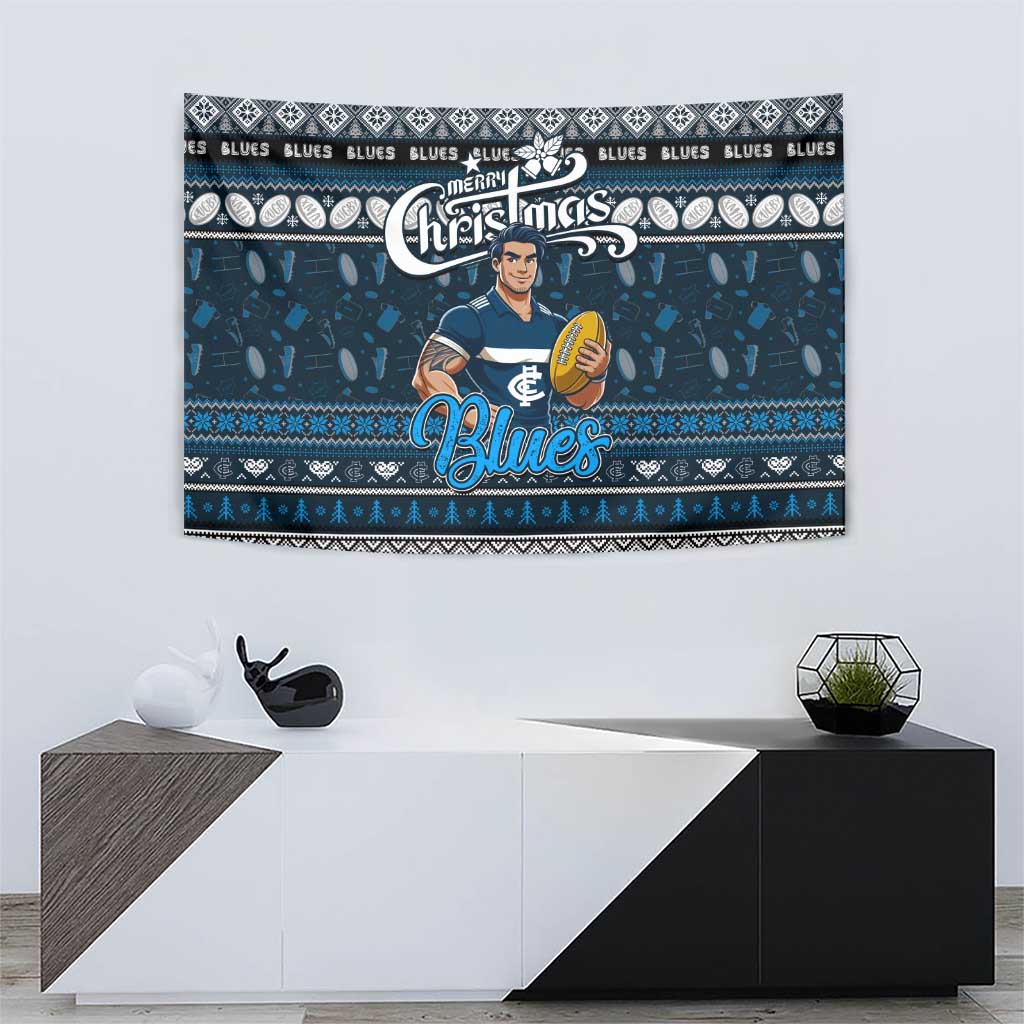 Blues Football Xmas Tapestry Australia AFL Mascot - Vibe Hoodie Shop