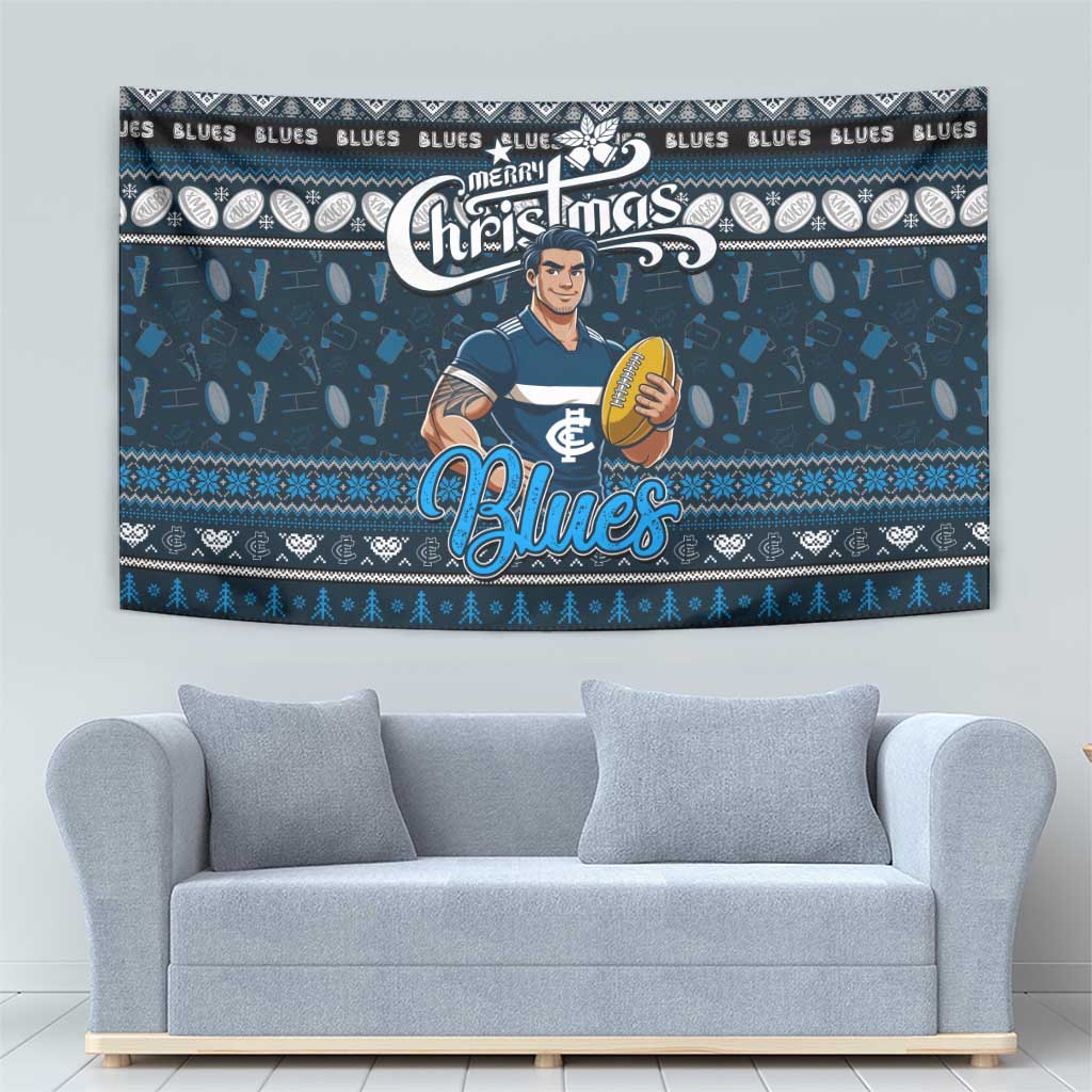 Blues Football Xmas Tapestry Australia AFL Mascot - Vibe Hoodie Shop