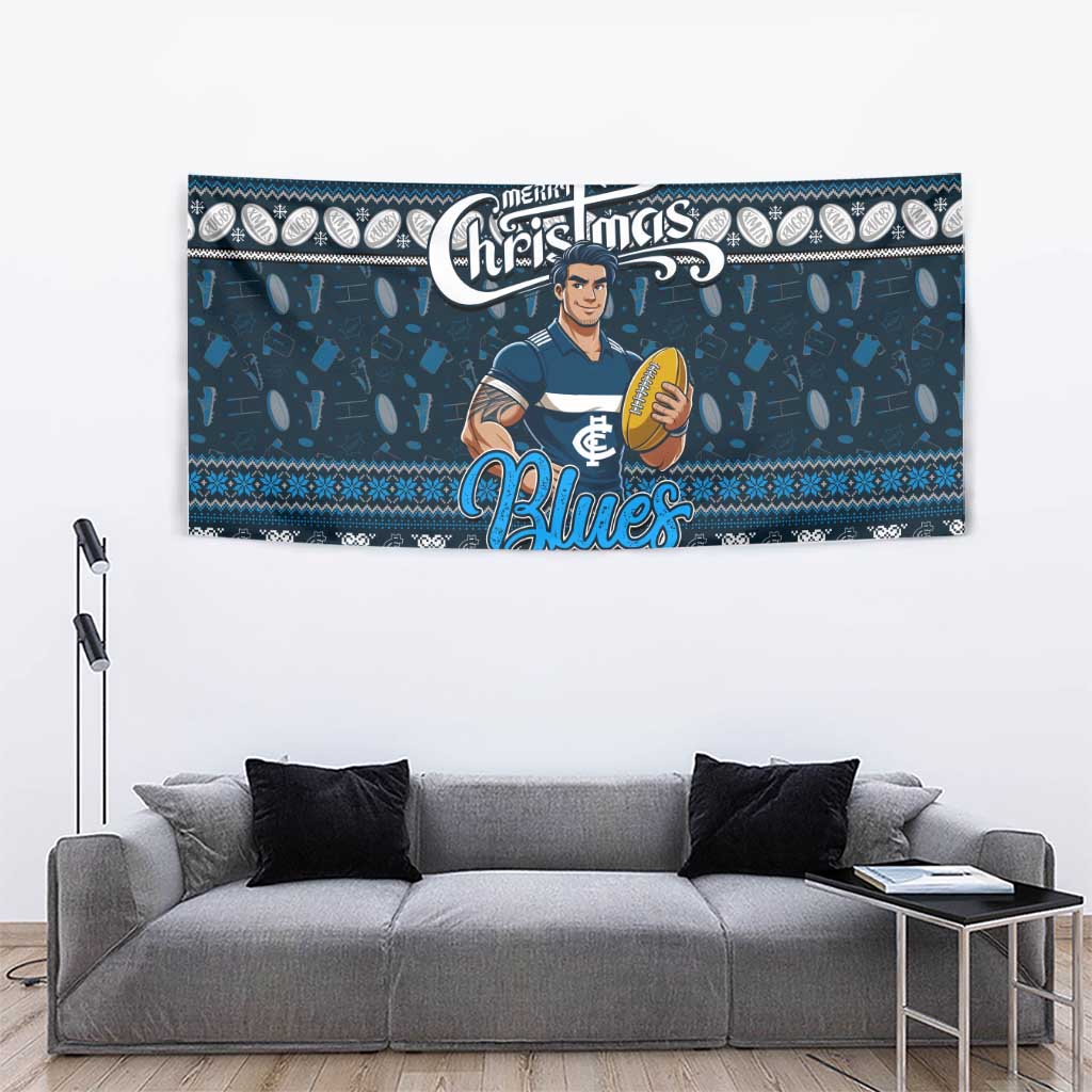 Blues Football Xmas Tapestry Australia AFL Mascot - Vibe Hoodie Shop