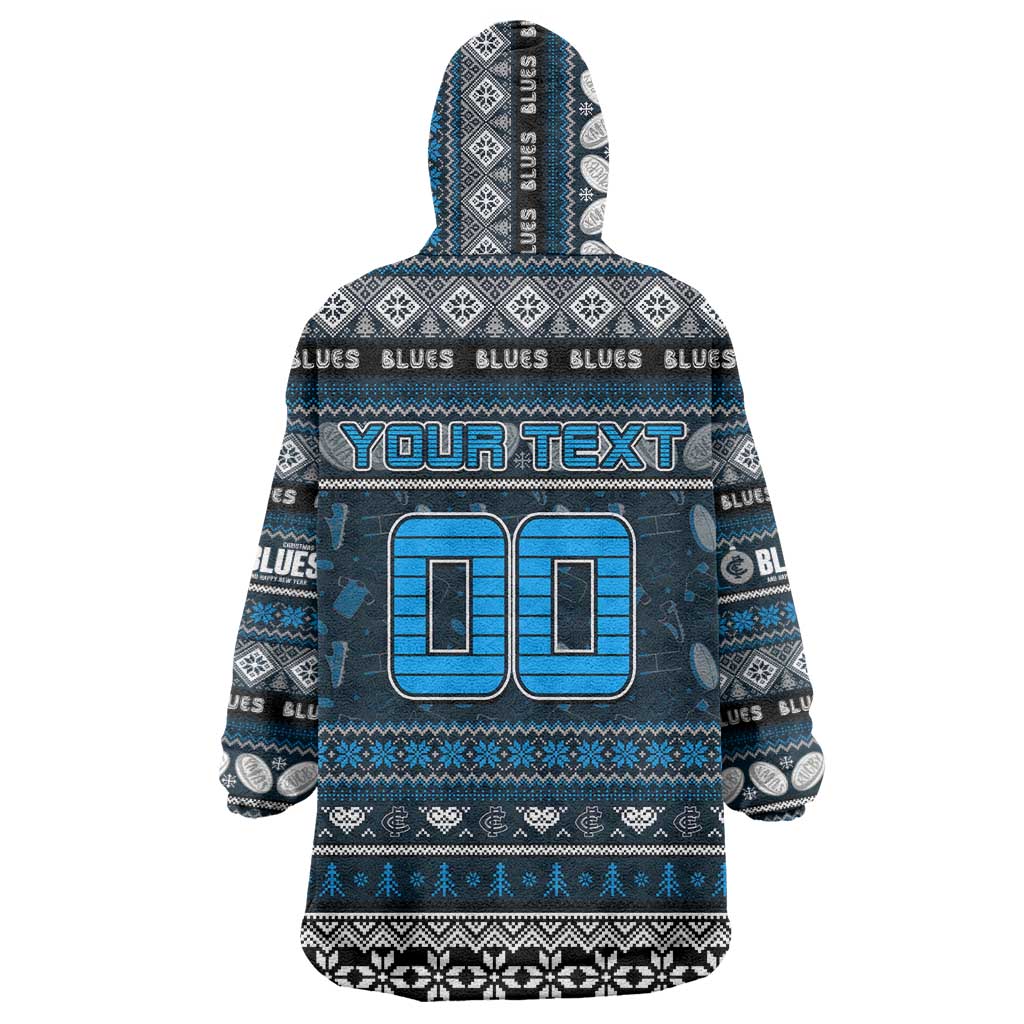 Personalized Blues Football Xmas Wearable Blanket Hoodie Australia AFL Mascot - Vibe Hoodie Shop