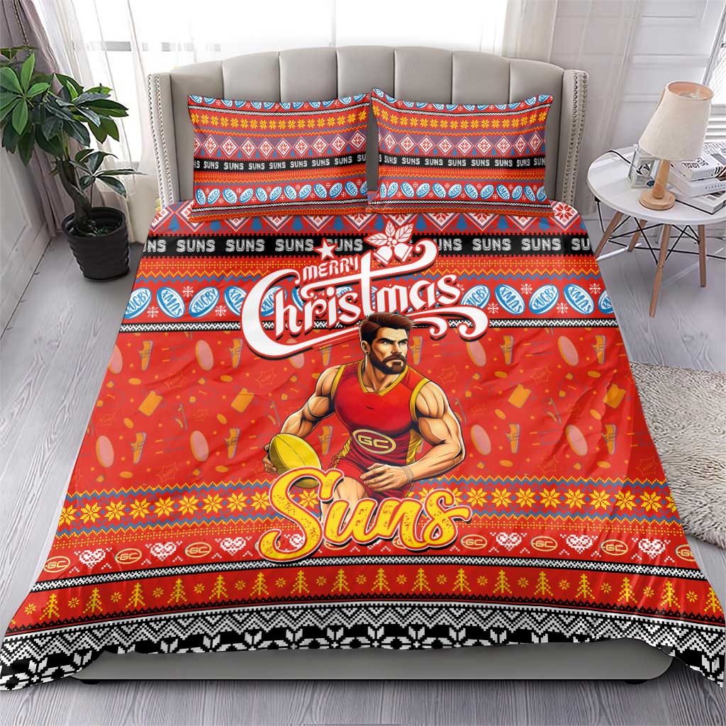 Suns Football Xmas Bedding Set Australia AFL Mascot - Vibe Hoodie Shop