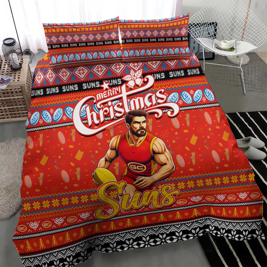 Suns Football Xmas Bedding Set Australia AFL Mascot - Vibe Hoodie Shop