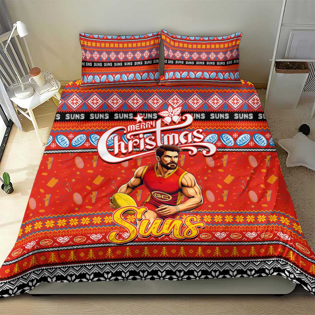 Suns Football Xmas Bedding Set Australia AFL Mascot - Vibe Hoodie Shop