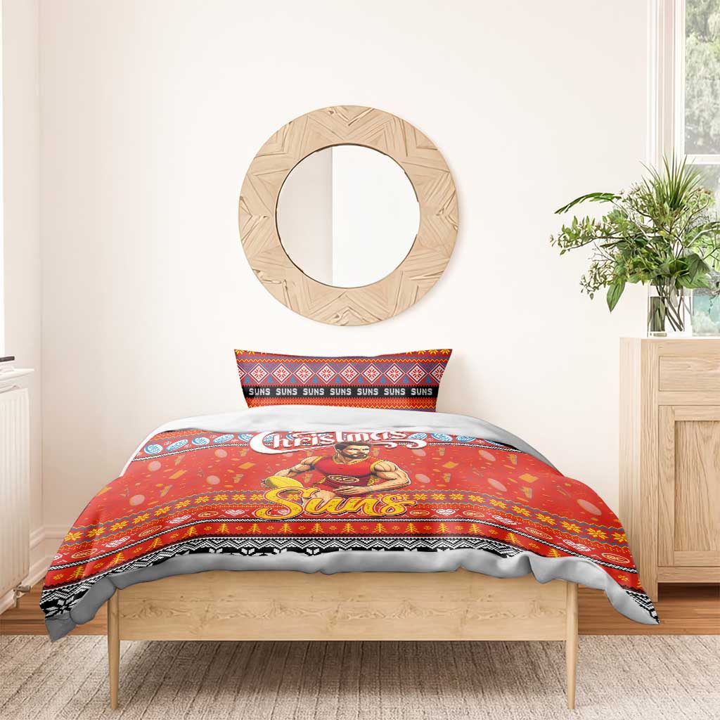 Suns Football Xmas Bedding Set Australia AFL Mascot - Vibe Hoodie Shop