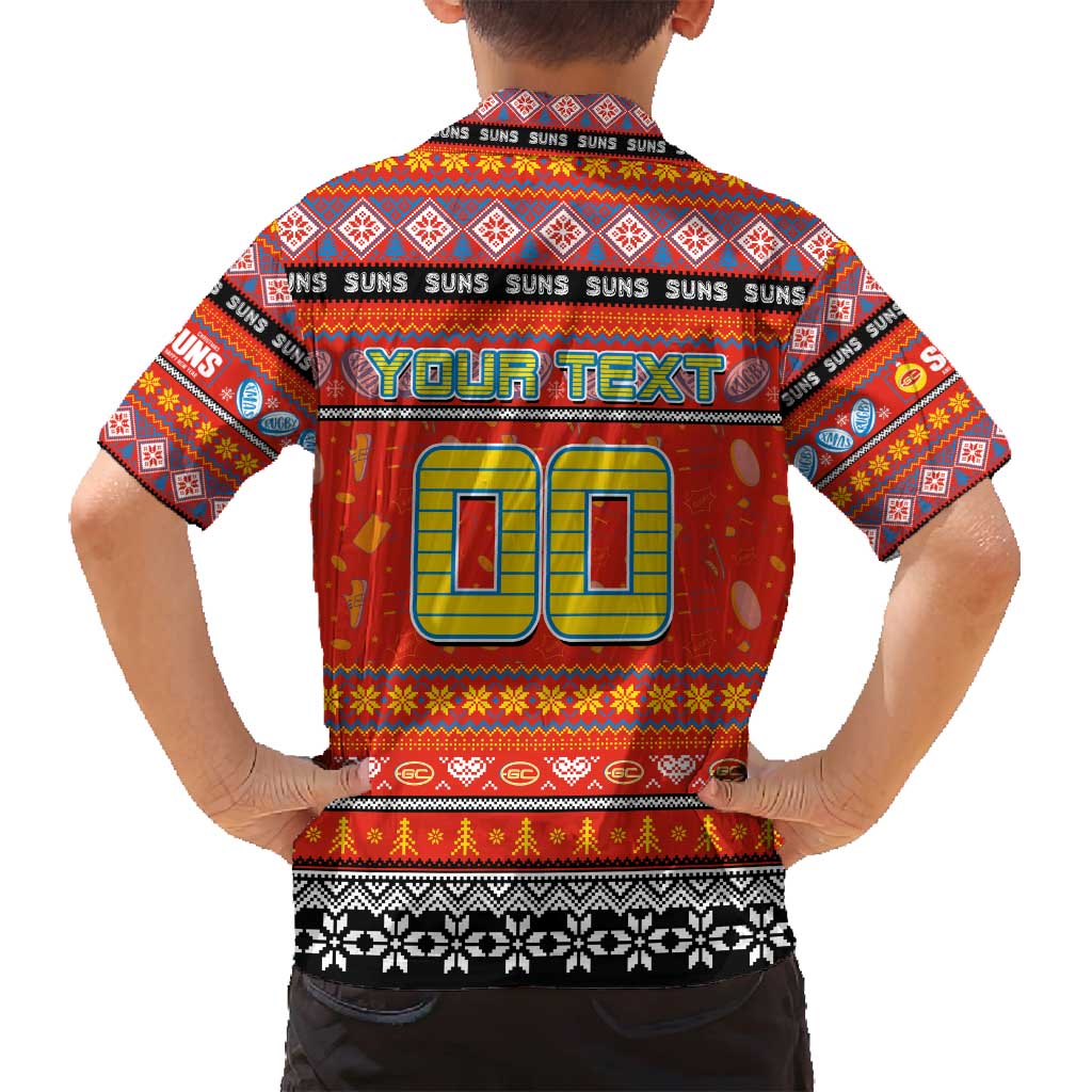 Personalized Suns Rugby Xmas Family Matching Off Shoulder Short Dress and Hawaiian Shirt Australia AFL Mascot