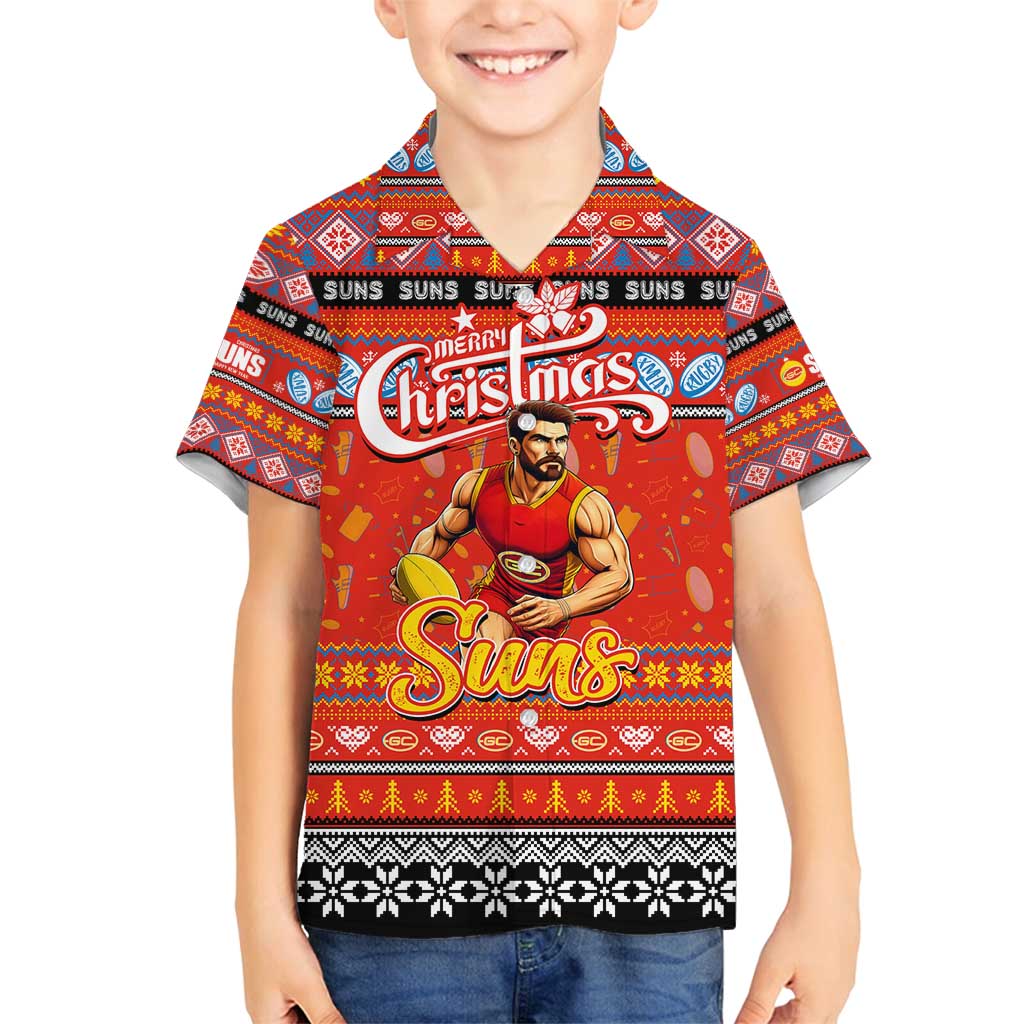 Personalized Suns Rugby Xmas Family Matching Puletasi and Hawaiian Shirt Australia AFL Mascot