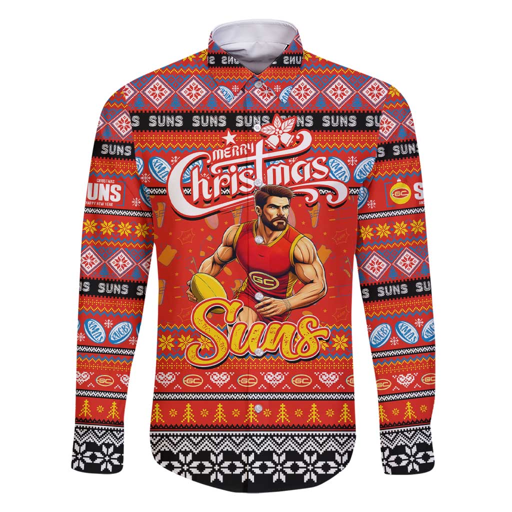 Personalized Suns Rugby Xmas Family Matching Short Sleeve Bodycon Dress and Hawaiian Shirt Australia AFL Mascot