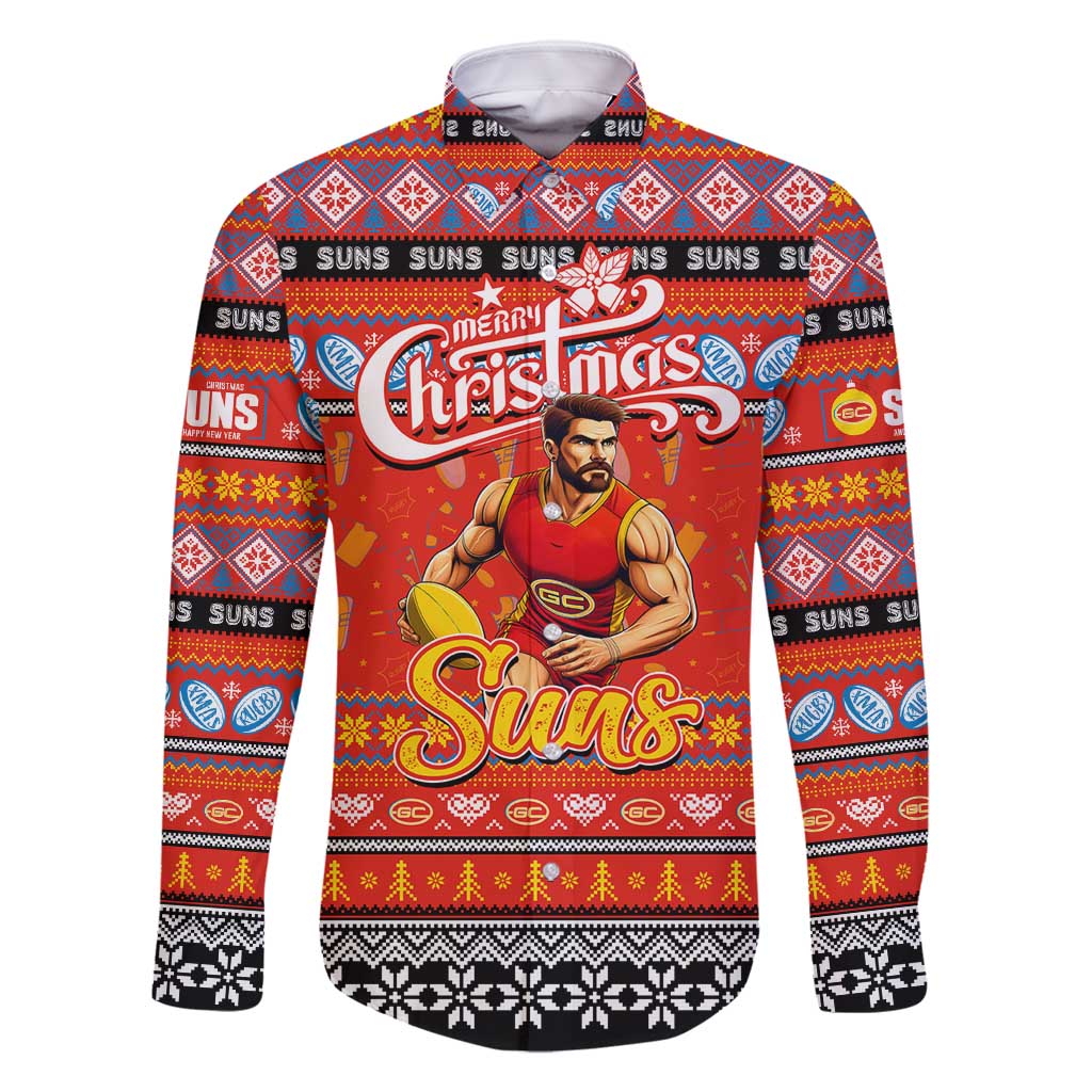 Personalized Suns Rugby Xmas Family Matching Tank Maxi Dress and Hawaiian Shirt Australia AFL Mascot