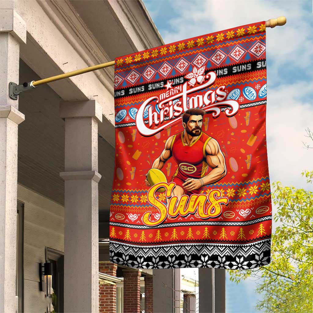 Suns Football Xmas Garden Flag Australia AFL Mascot - Vibe Hoodie Shop