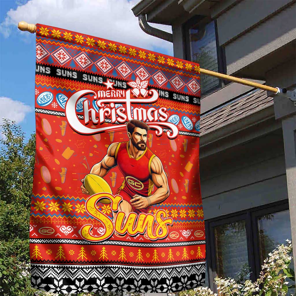 Suns Football Xmas Garden Flag Australia AFL Mascot - Vibe Hoodie Shop