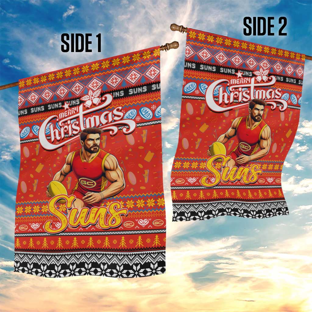 Suns Football Xmas Garden Flag Australia AFL Mascot - Vibe Hoodie Shop