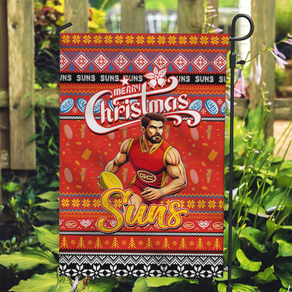 Suns Football Xmas Garden Flag Australia AFL Mascot - Vibe Hoodie Shop