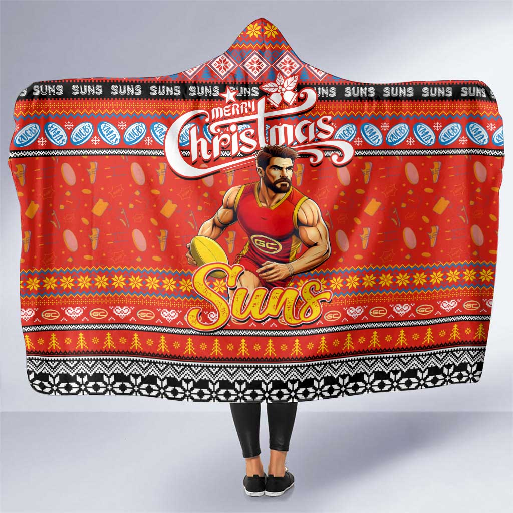 Suns Football Xmas Hooded Blanket Australia AFL Mascot