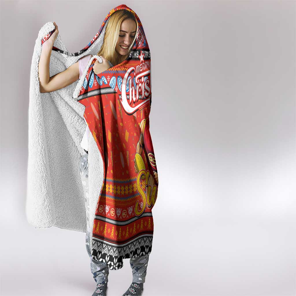 Suns Football Xmas Hooded Blanket Australia AFL Mascot