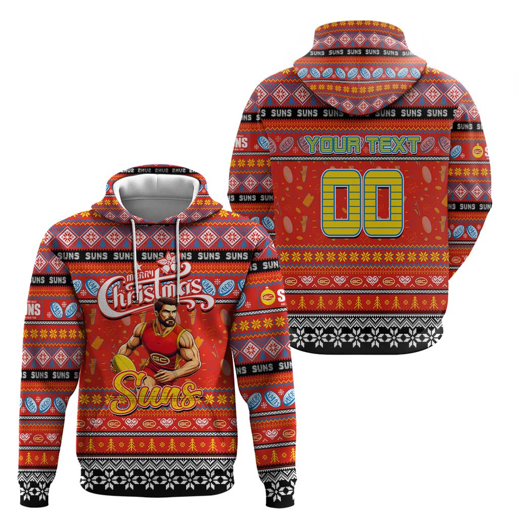 Personalized Suns Football Xmas Hoodie Australia AFL Mascot - Vibe Hoodie Shop