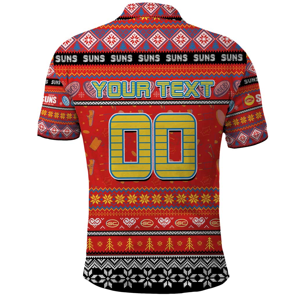 Personalized Suns Football Xmas Polo Shirt Australia AFL Mascot - Vibe Hoodie Shop