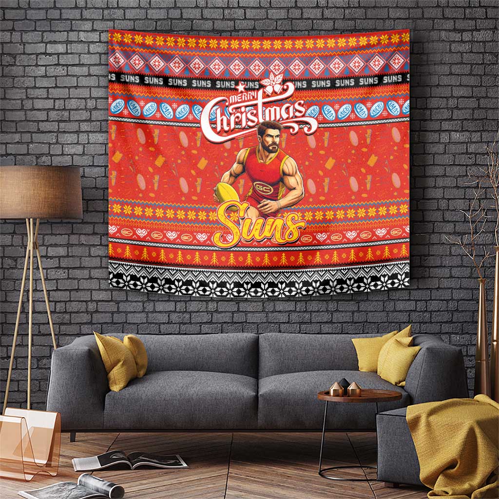 Suns Football Xmas Tapestry Australia AFL Mascot - Vibe Hoodie Shop