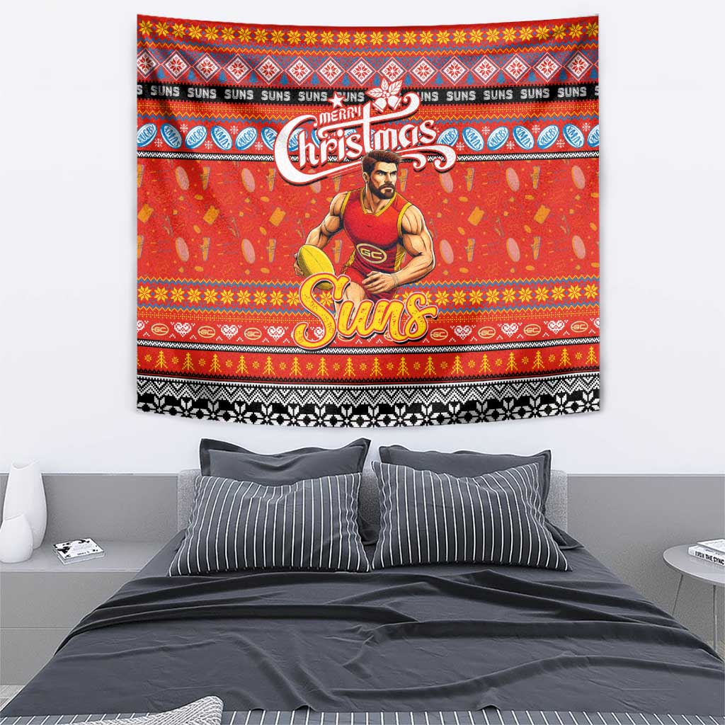 Suns Football Xmas Tapestry Australia AFL Mascot - Vibe Hoodie Shop