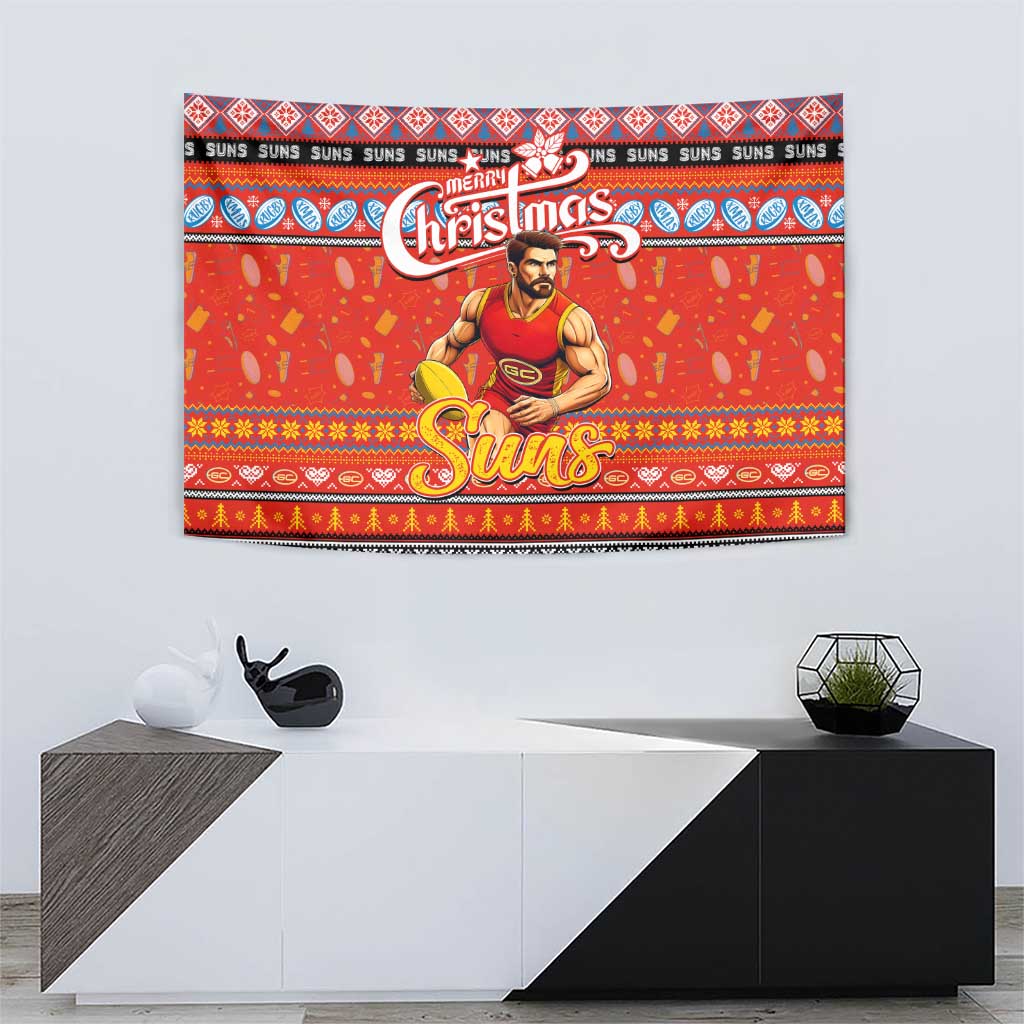 Suns Football Xmas Tapestry Australia AFL Mascot - Vibe Hoodie Shop