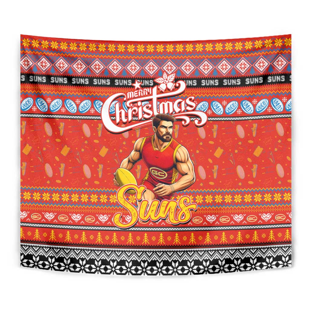 Suns Football Xmas Tapestry Australia AFL Mascot - Vibe Hoodie Shop