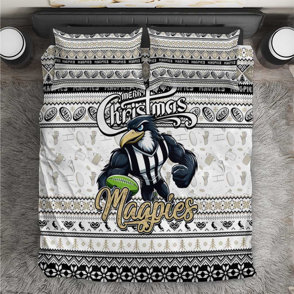 Magpies Football Xmas Bedding Set Australia AFL Mascot - Vibe Hoodie Shop
