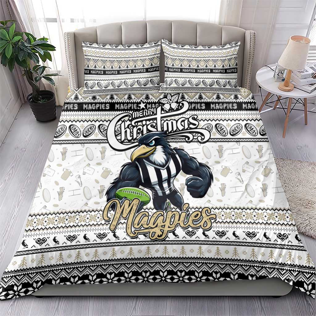 Magpies Football Xmas Bedding Set Australia AFL Mascot - Vibe Hoodie Shop