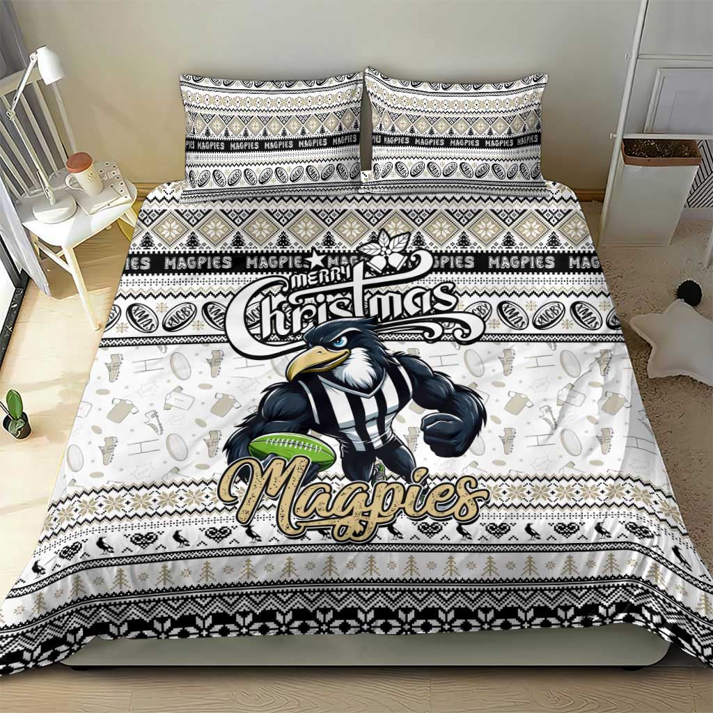 Magpies Football Xmas Bedding Set Australia AFL Mascot - Vibe Hoodie Shop