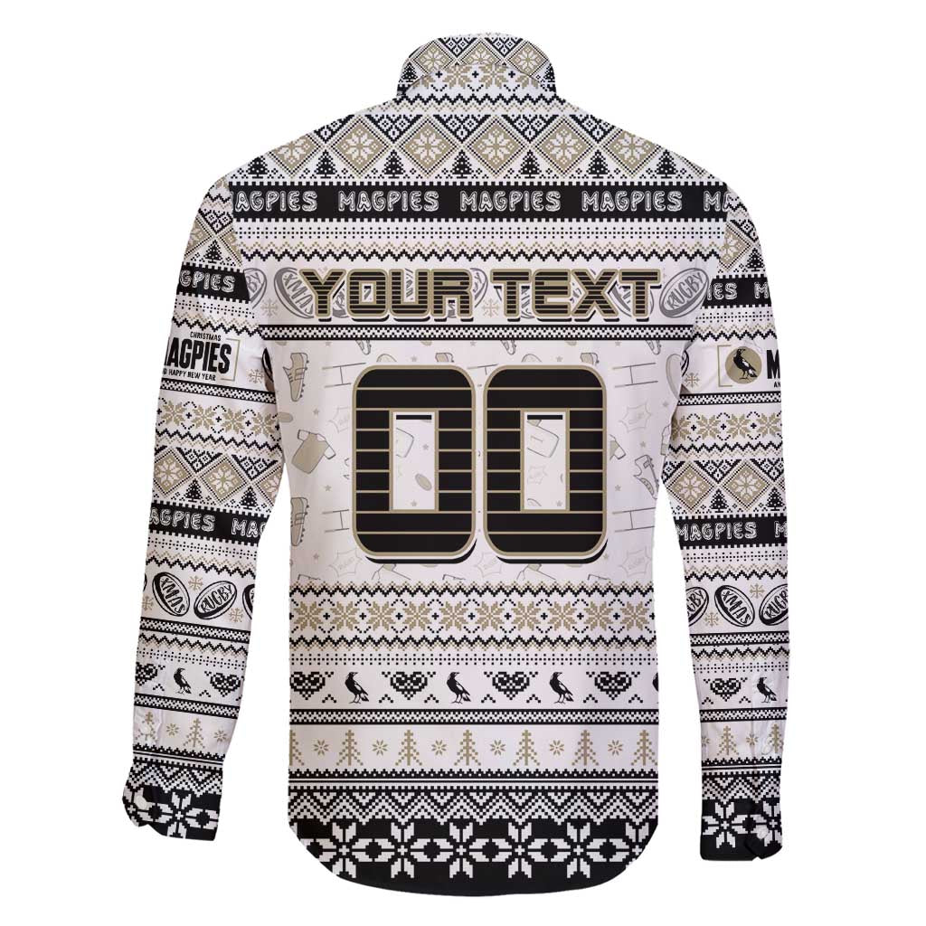 Personalized Magpies Rugby Xmas Family Matching Long Sleeve Bodycon Dress and Hawaiian Shirt Australia AFL Mascot