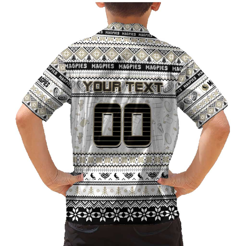 Personalized Magpies Rugby Xmas Family Matching Mermaid Dress and Hawaiian Shirt Australia AFL Mascot