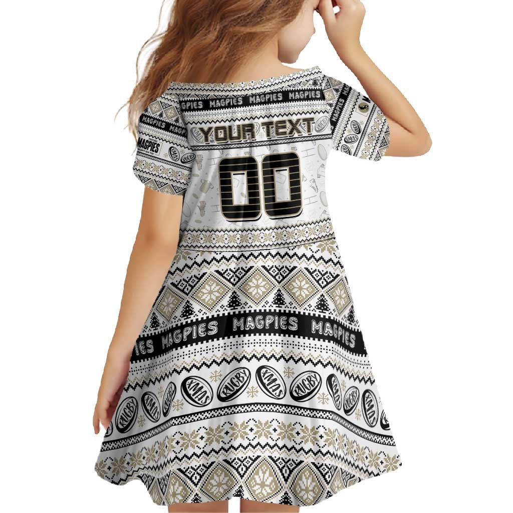 Personalized Magpies Rugby Xmas Family Matching Mermaid Dress and Hawaiian Shirt Australia AFL Mascot