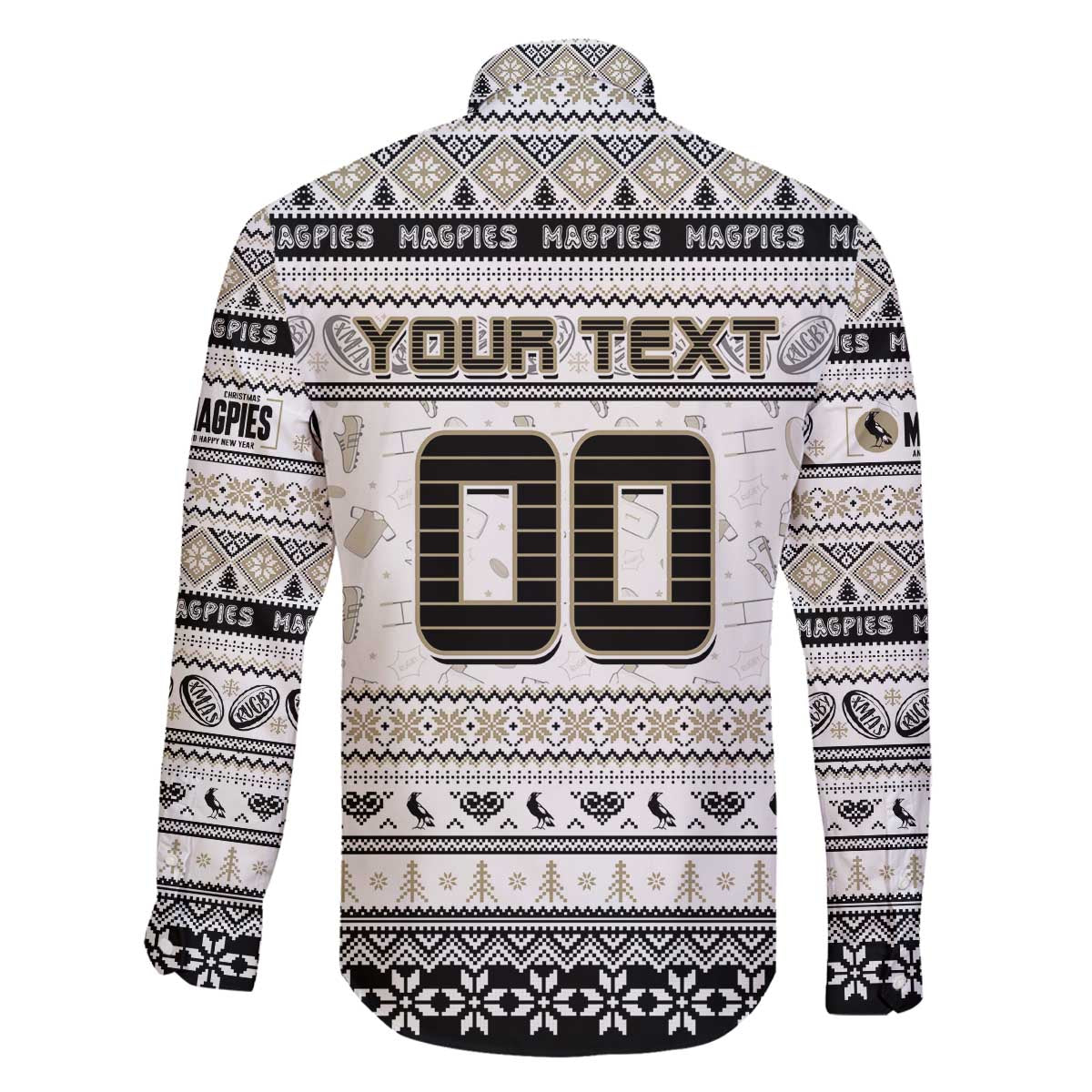 Personalized Magpies Rugby Xmas Family Matching Off The Shoulder Long Sleeve Dress and Hawaiian Shirt Australia AFL Mascot
