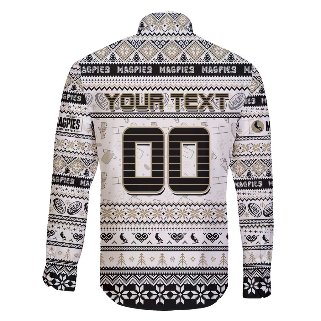 Personalized Magpies Rugby Xmas Family Matching Short Sleeve Bodycon Dress and Hawaiian Shirt Australia AFL Mascot