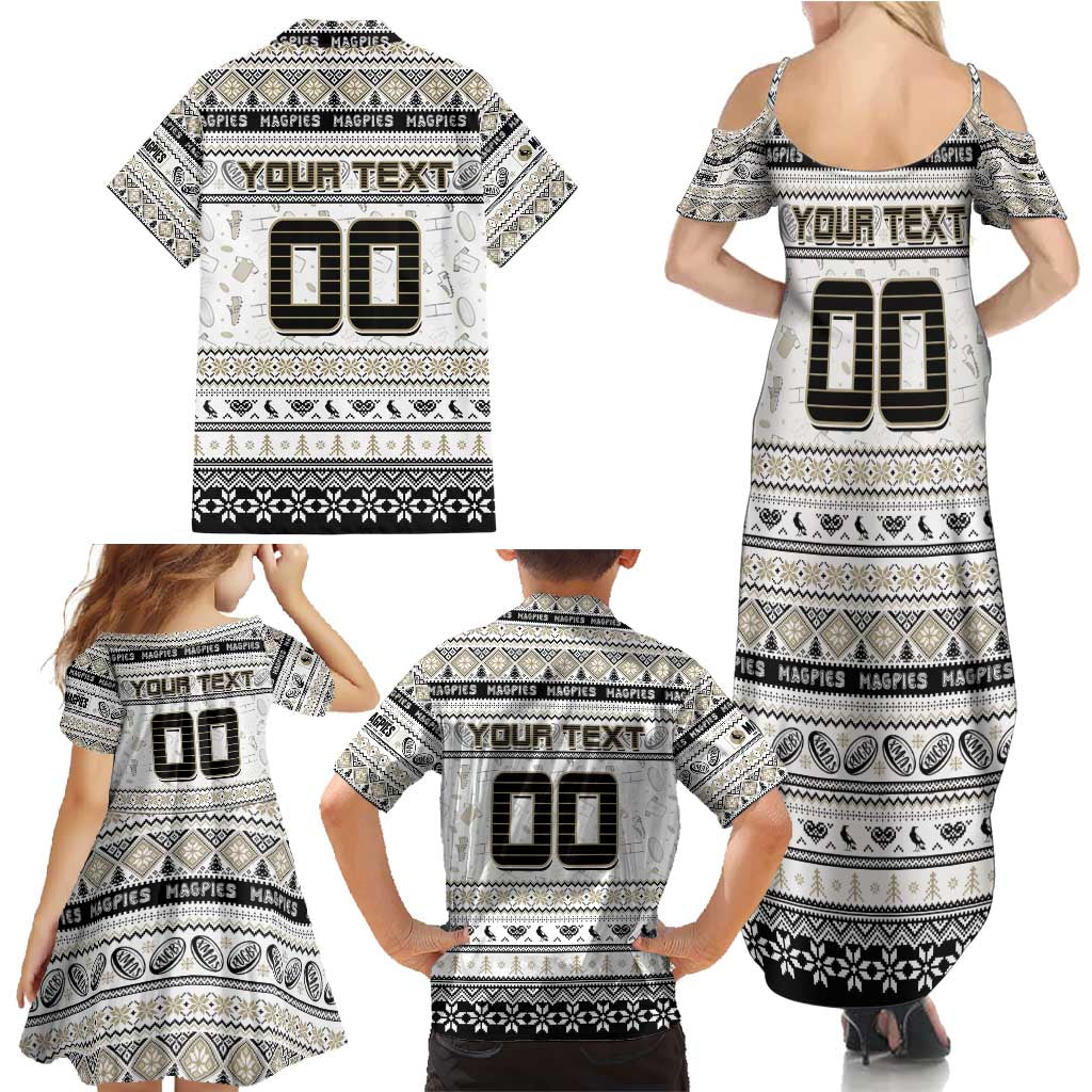 Personalized Magpies Rugby Xmas Family Matching Summer Maxi Dress and Hawaiian Shirt Australia AFL Mascot