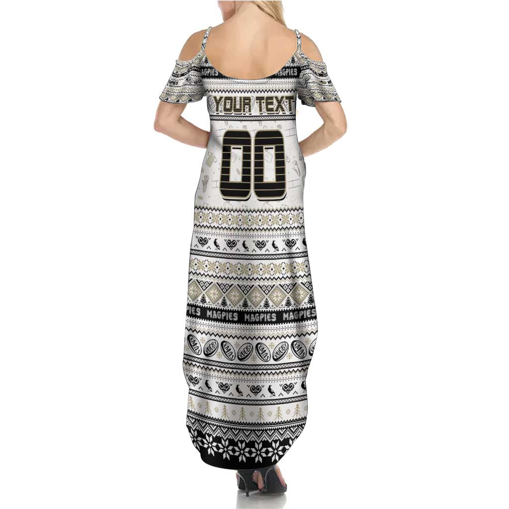 Personalized Magpies Rugby Xmas Family Matching Summer Maxi Dress and Hawaiian Shirt Australia AFL Mascot