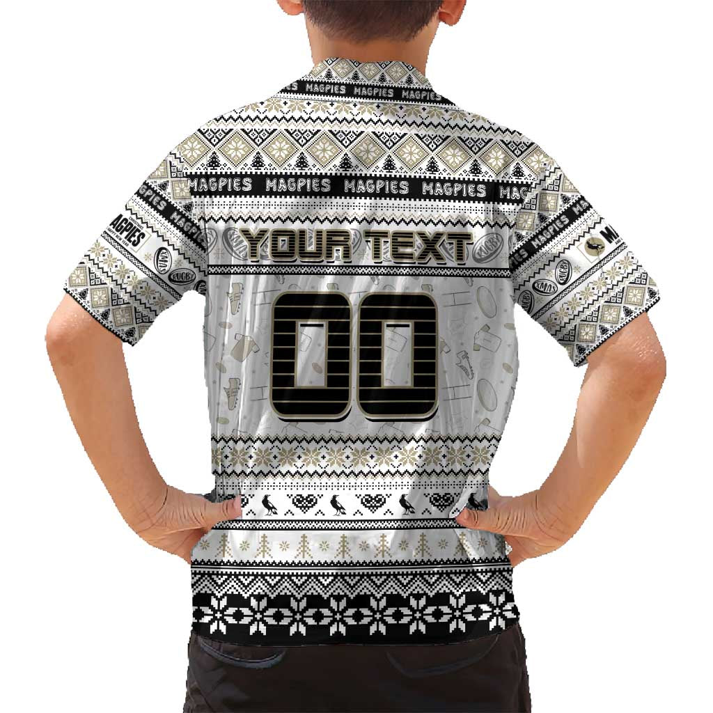 Personalized Magpies Rugby Xmas Family Matching Tank Maxi Dress and Hawaiian Shirt Australia AFL Mascot