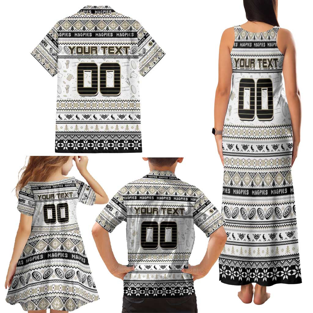 Personalized Magpies Rugby Xmas Family Matching Tank Maxi Dress and Hawaiian Shirt Australia AFL Mascot