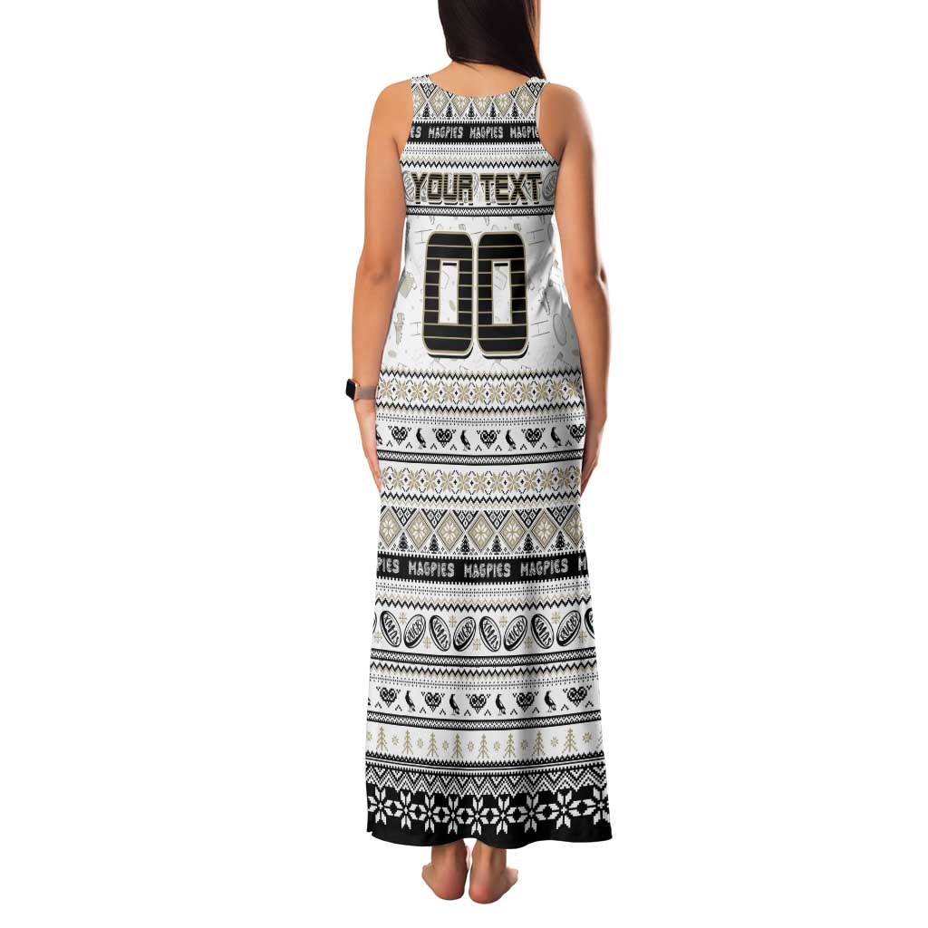 Personalized Magpies Rugby Xmas Family Matching Tank Maxi Dress and Hawaiian Shirt Australia AFL Mascot